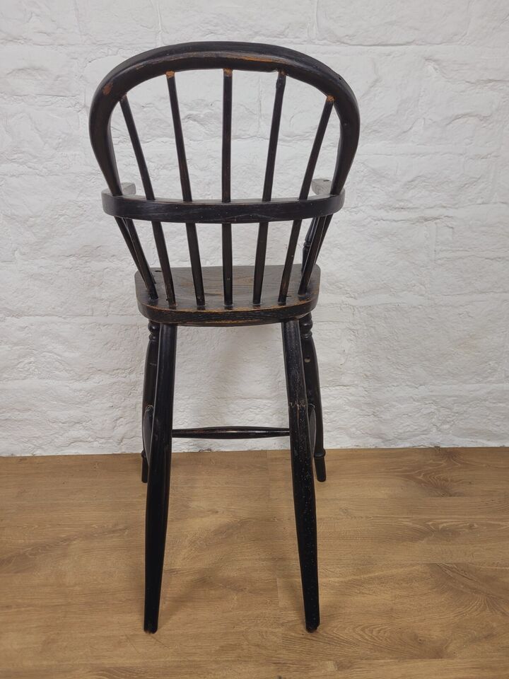 Childs Windsor High Chair 19thC Ebonised Stick Back Postage Available