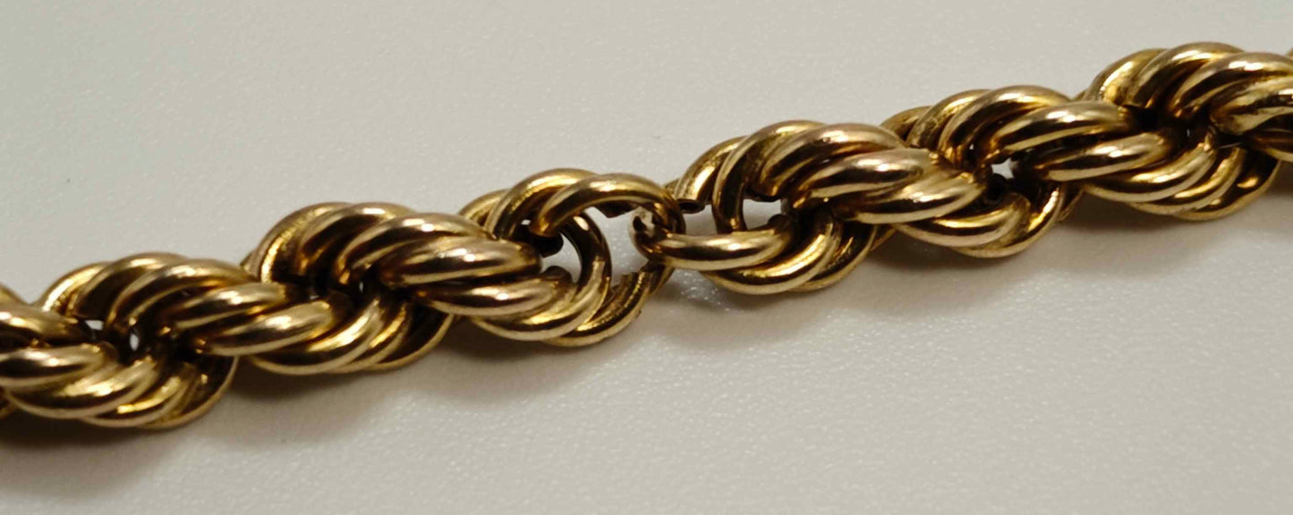 9ct Rose Gold Rope Chain Necklace 29.5 inch 26.5g - Hallmarked 375