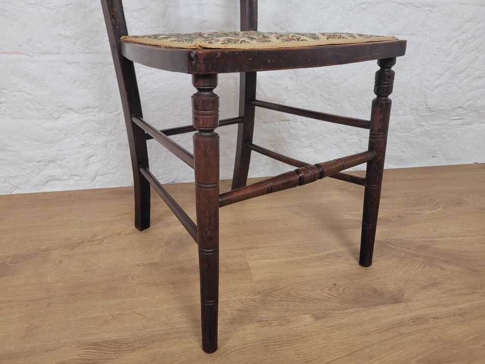 Edwardian Bedroom Side Chair Floral Upholstered Seat Mahogany Postage Available