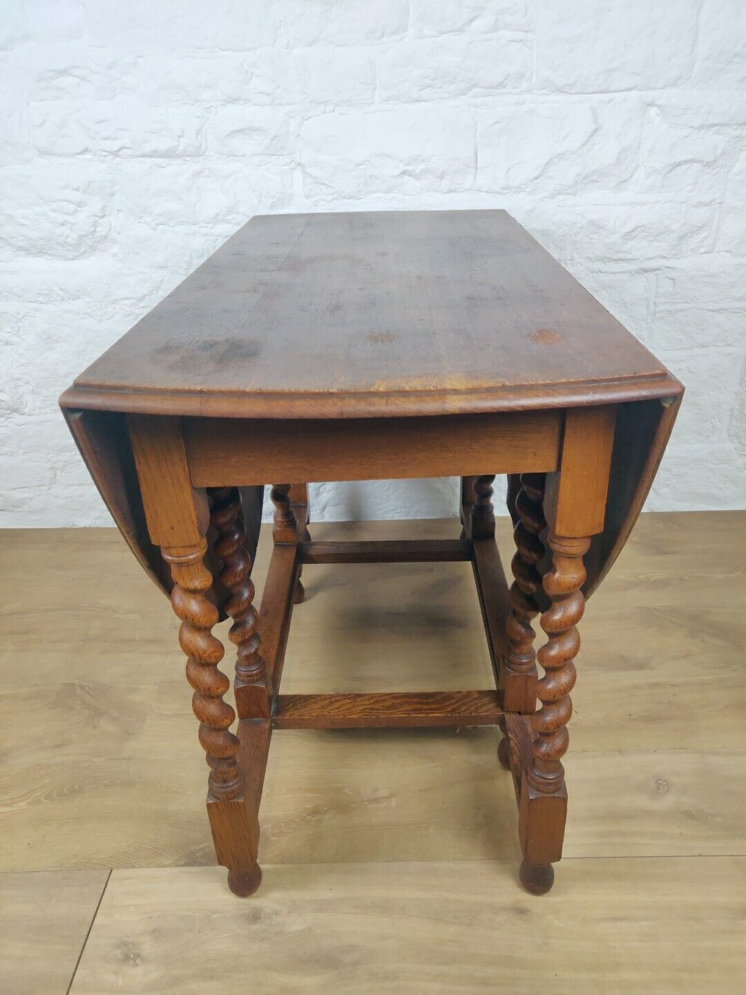 Barley Twist Table Gate Leg Oak Large Circular Victorian Delivery Available