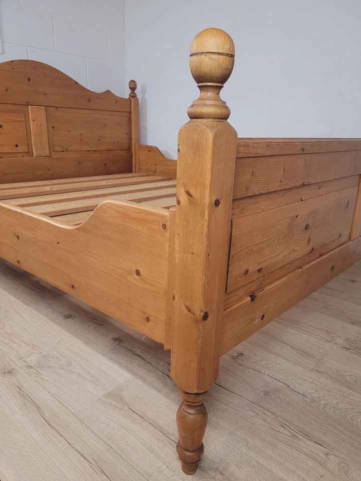 Victorian Sleigh Bed Frame Queen Country Pine Farmhouse 19thC Delivery Available