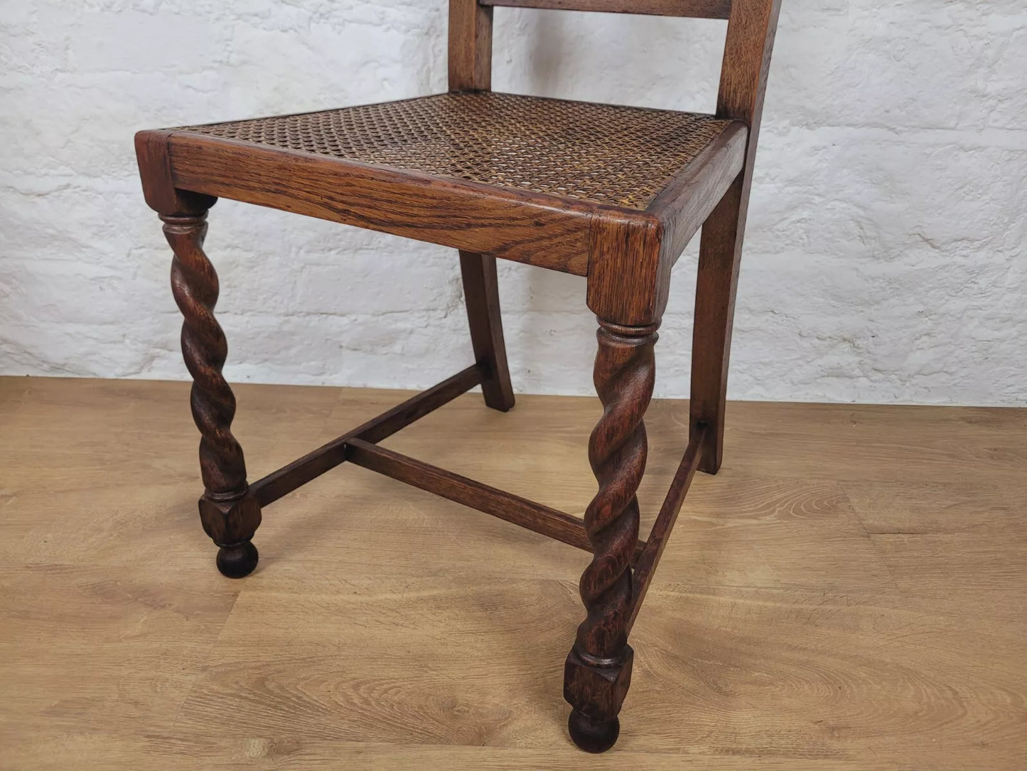 Victorian Dining Chairs Pair Oak Barley Twist Country Bergere Postage Available