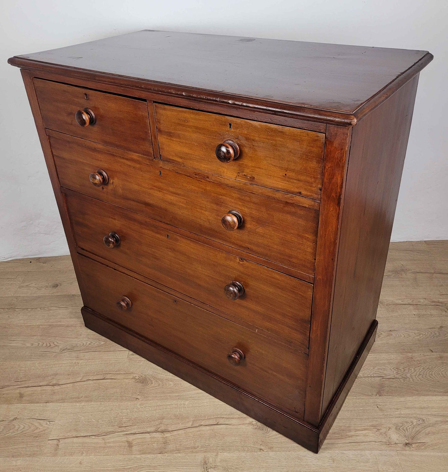 Victorian Chest of Drawers 2 Over 3 19thC Bun Handles Delivery Available
