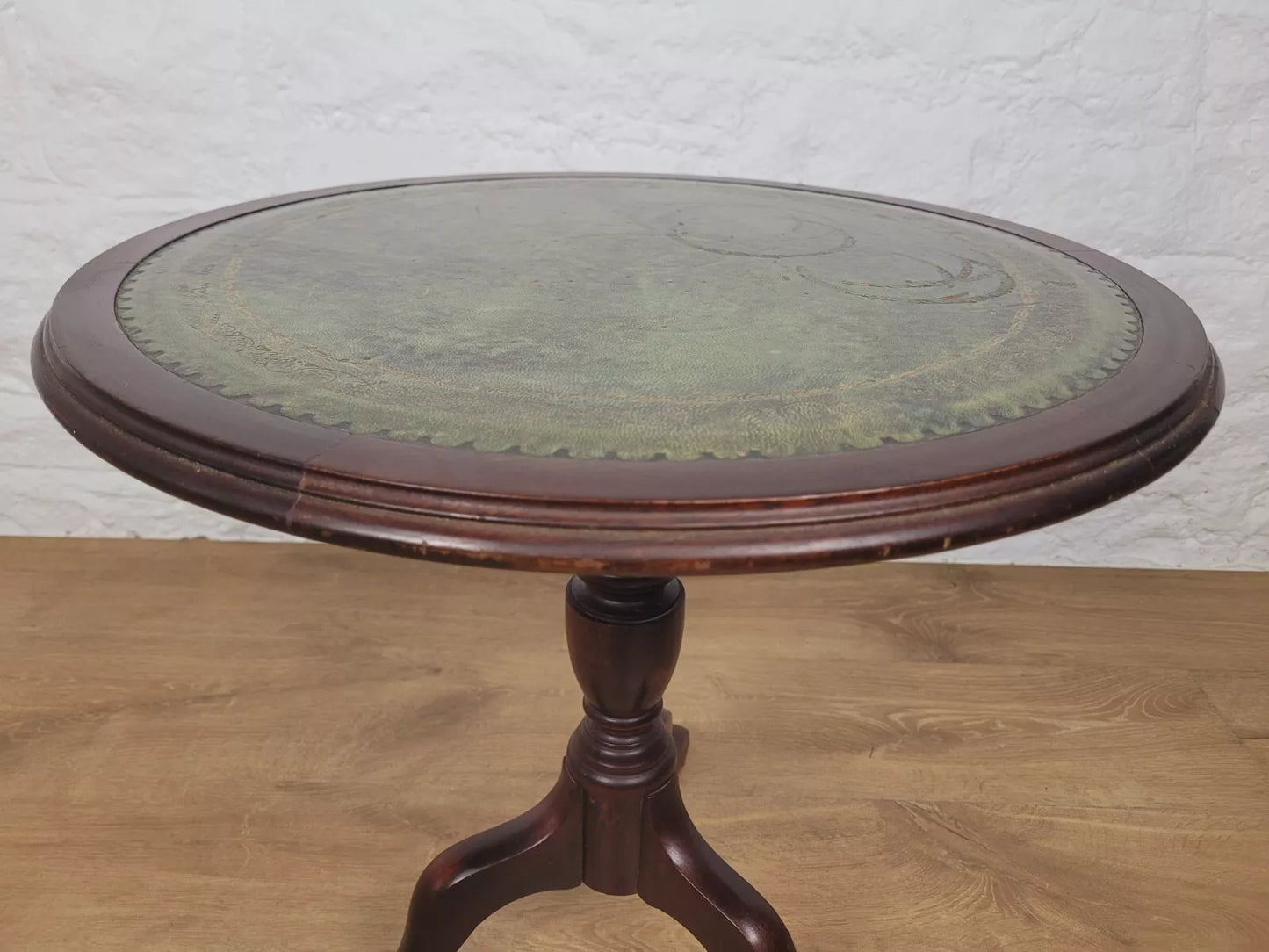 Victorian Tripod Wine Table Leather Gilt English Circular Postage Available