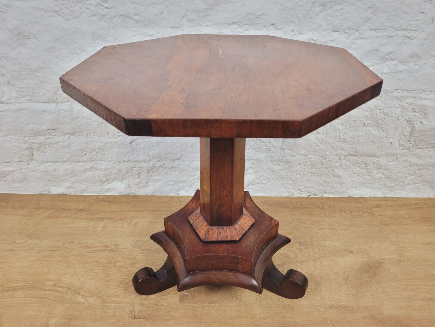 Pedestal Table Octagonal Rosewood Scroll Feet 19th Century Postage Available