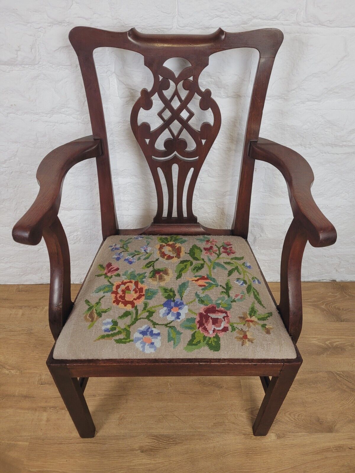 Victorian Armchair Chippendale Style Pierced Splat Back Postage Available