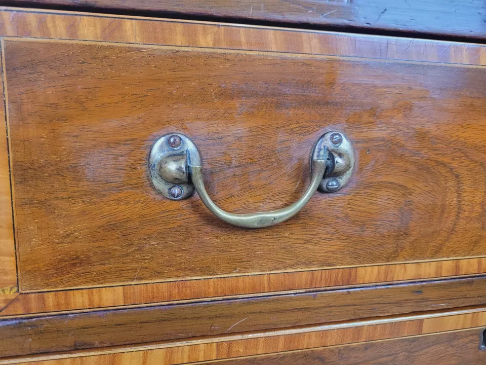 Edwardian Inlaid Writing Bureau Desk Shell Motif Mahogany Delivery Available