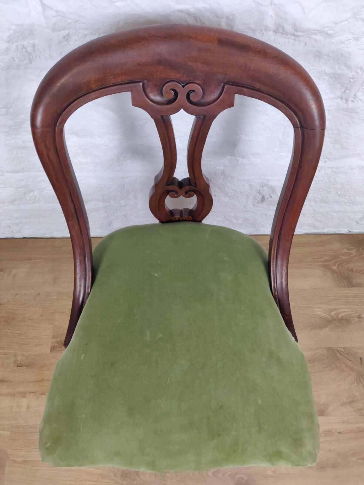 Balloon Back Dining Chair Castors Antique Mahogany Green Postage Available