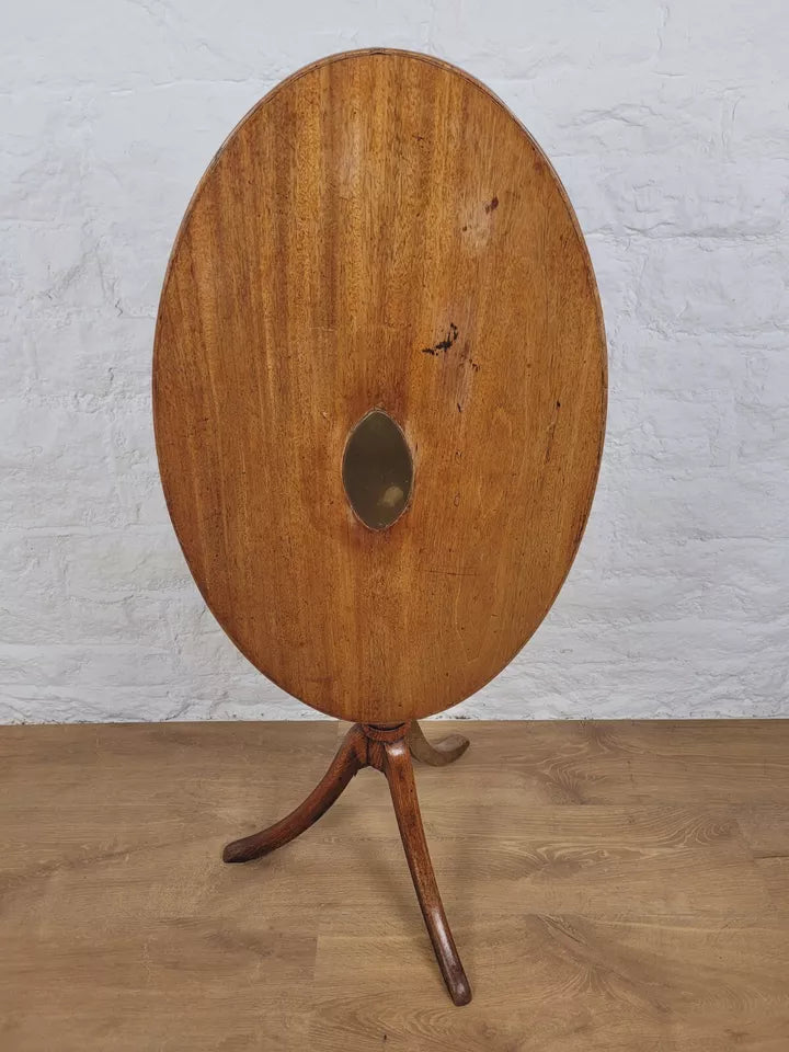 Tripod Tilt Top Table Oval Brass Inset 19th Century Mahogany Postage Available