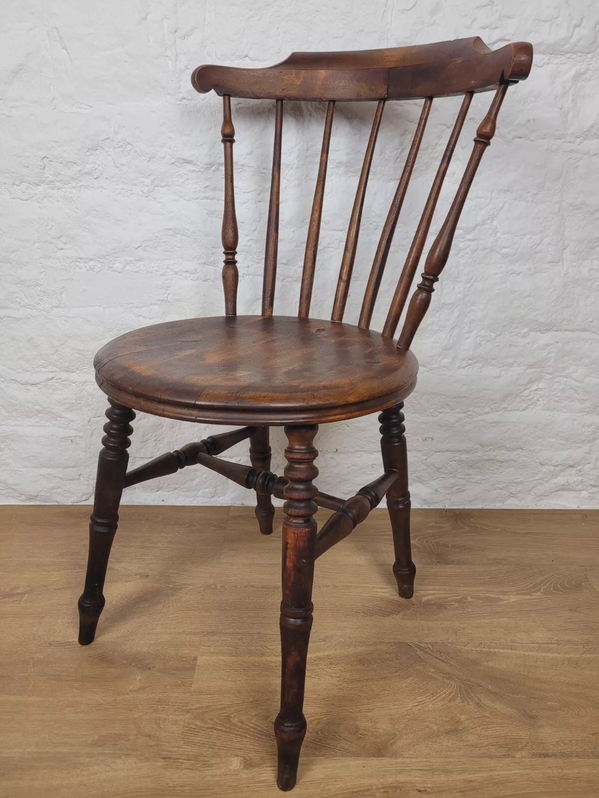 English Penny Windsor Chair Elm Spindle Back Victorian Country Postage Available