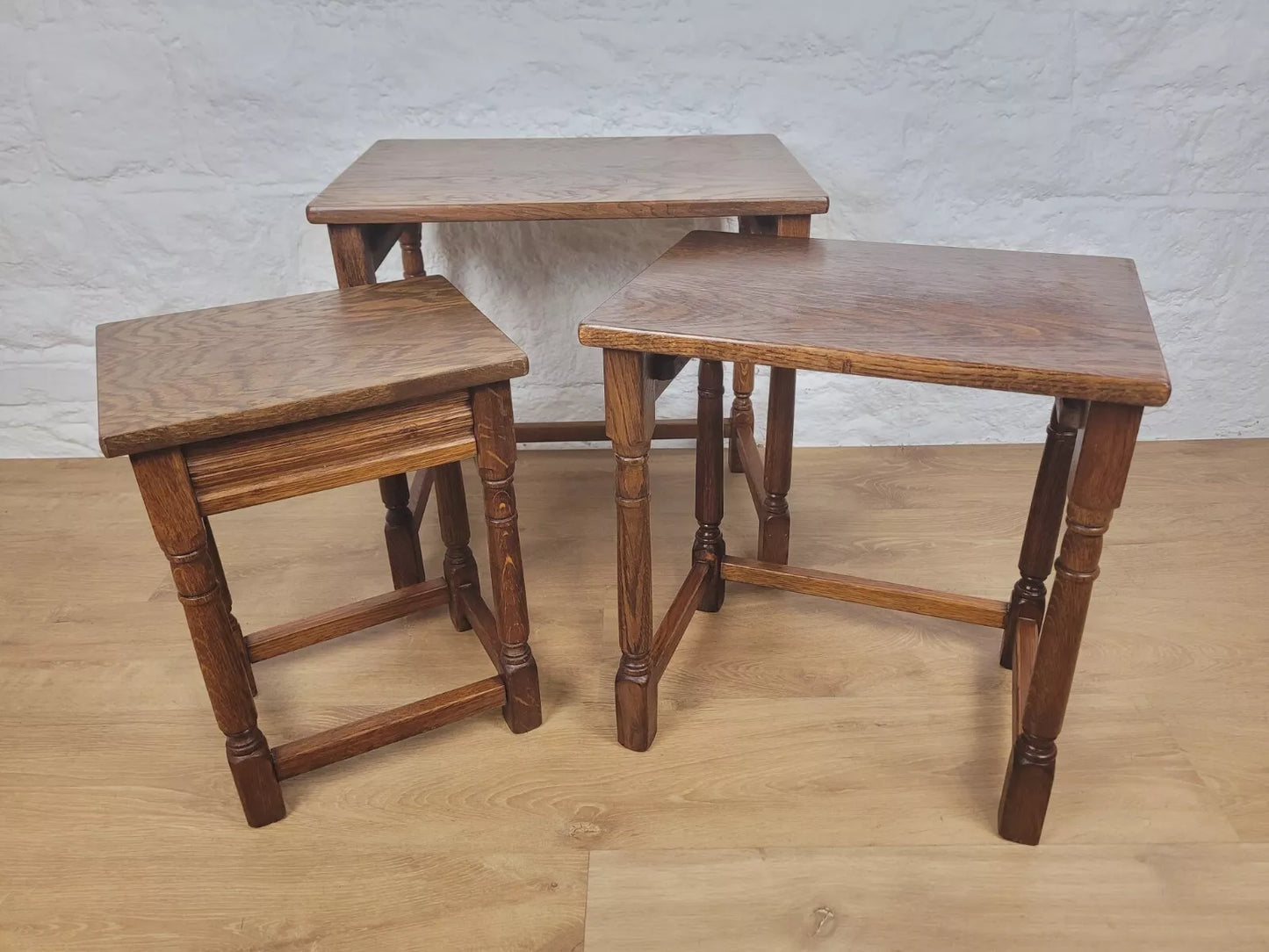 Vintage Nest of Tables Oak Country Rectangular Postage Available