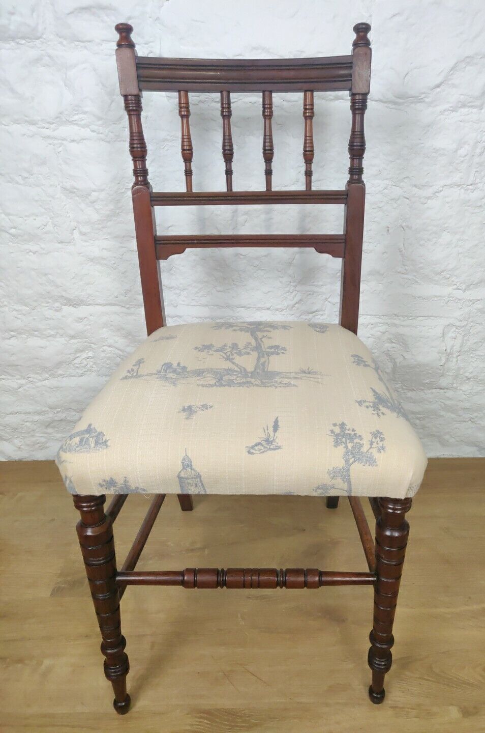 Bedroom Chair Pair Upholstered Turned Victorian Mahogany Postage Available