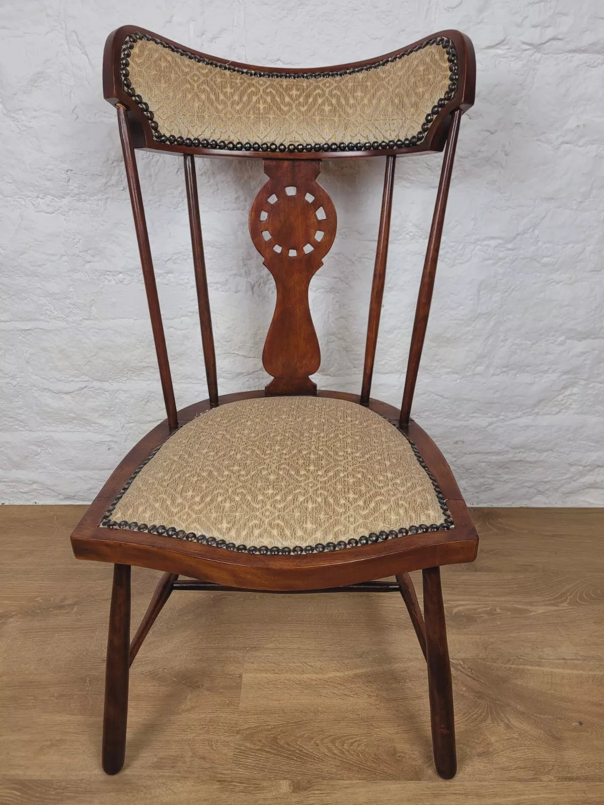 Vintage Bedroom Chair Pierced Back Upholstered Country Postage Available