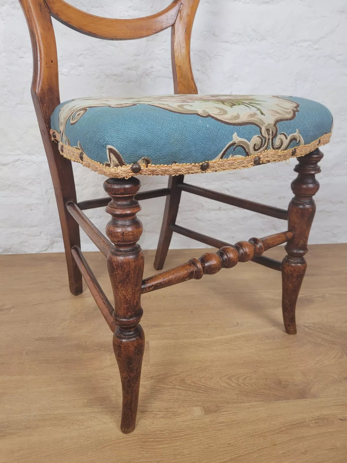 Fruitwood Dining Chair Victorian Balloon Back Upholstered Postage Available