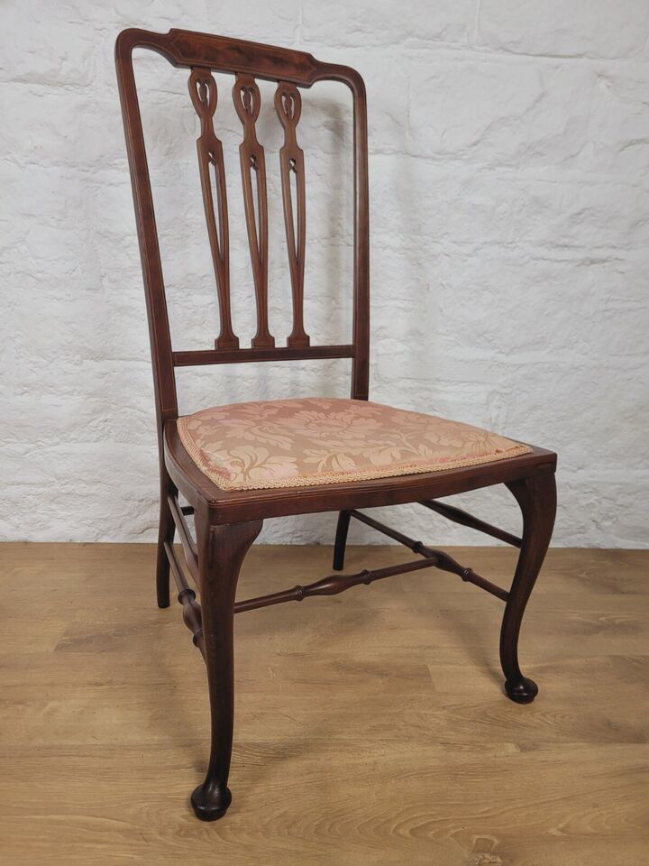 Edwardian Inlaid Accent Chair Heart Backsplat High Back Postage Available