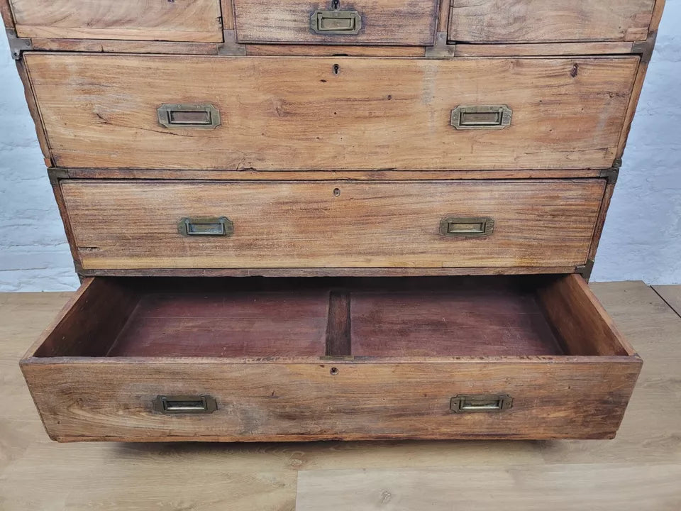 Campaign Chest Of Drawers Camphor 20th Century Brass Handles Delivery Available