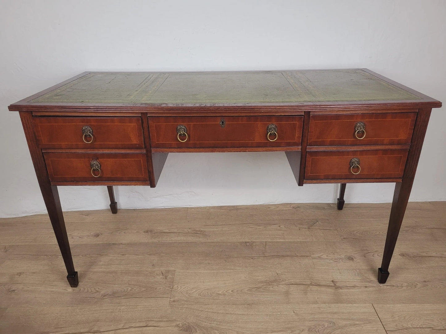 Vintage Writing Desk Leather Mid 20th Century Mahogany Delivery Available