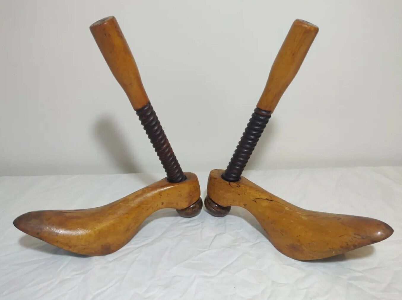 Vintage Turnable Shoe Tree Last Set Original Oak Postage Available