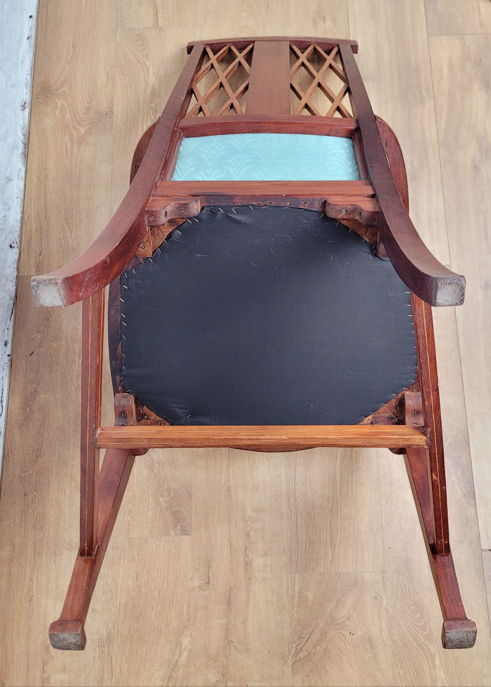 Edwardian High Back Armchair Inlaid Satinwood Upholstered Delivery Available