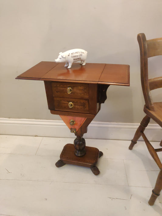 Pembroke Work Table Carved Victorian Foliage Scroll Feet Postage Available