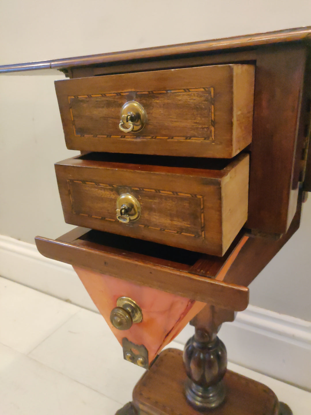 Pembroke Work Table Carved Victorian Foliage Scroll Feet Postage Available