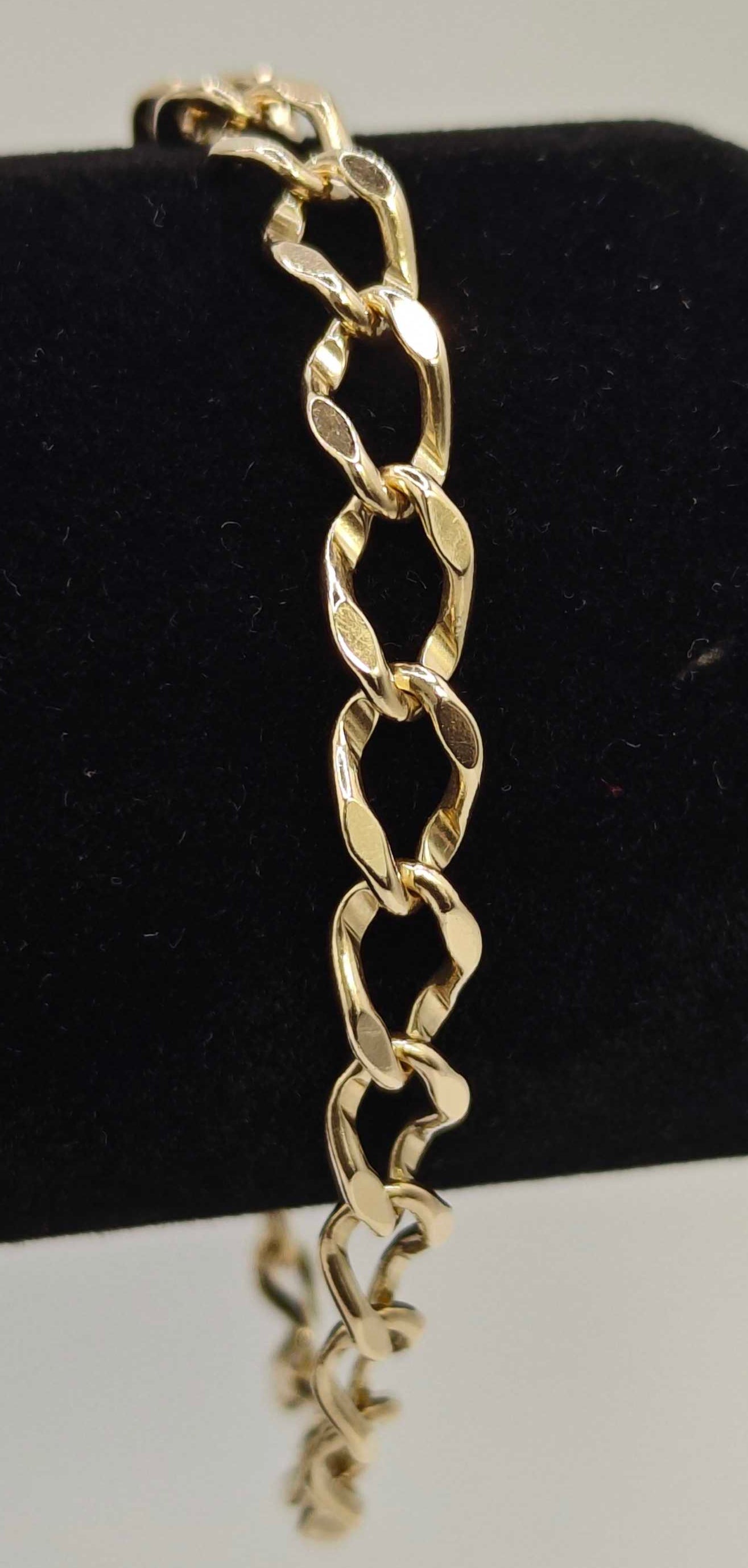 Padlock Heart Bracelet 9ct Gold Curb Link Charm 7.8" Unisex Postage Available