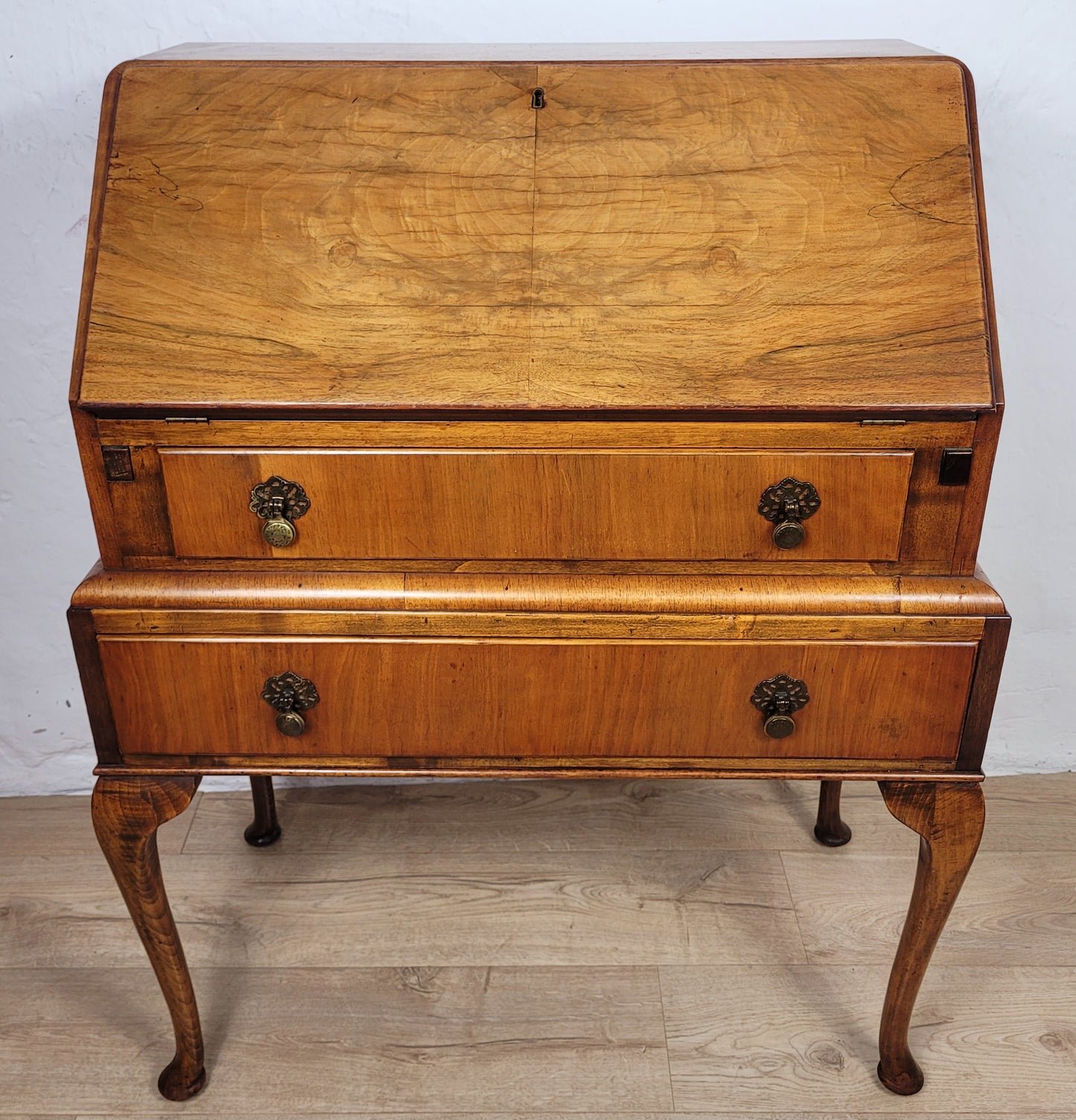 Vintage Writing Desk Denby & Spinks Walnut Cabriole Legs 1940s Delivery Available