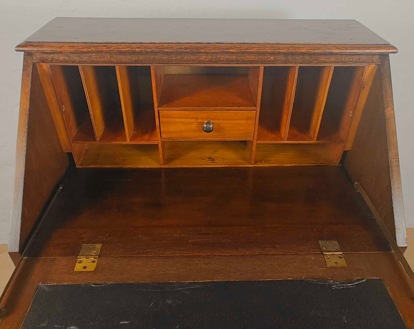 Vintage Oak Writing Bureau Mid 20th-Century Carved Storage Delivery Available