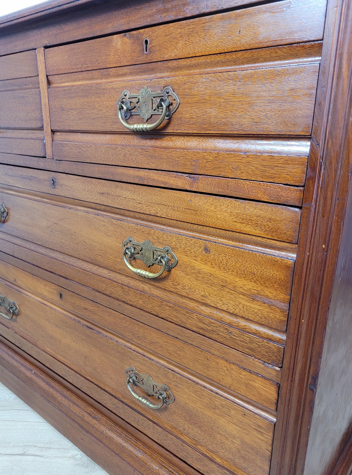 Edwardian Chest of Drawers Walnut 2 Over 3 1910s Drop Handles Delivery Available