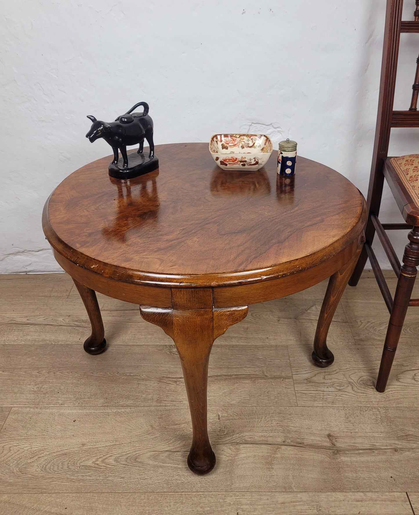 Walnut Coffee Table Side Circular Cabriole Mid Century 1940s Postage Available