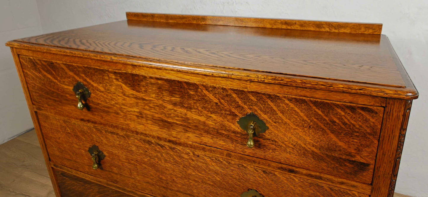 Vintage Chest Of Drawers Oak Carved Vintage 20th-Century Delivery Available