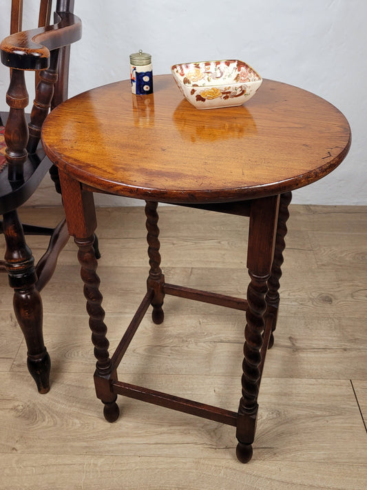 Barley Twist Occasional Table Circular Vintage 1930s English Postage Available