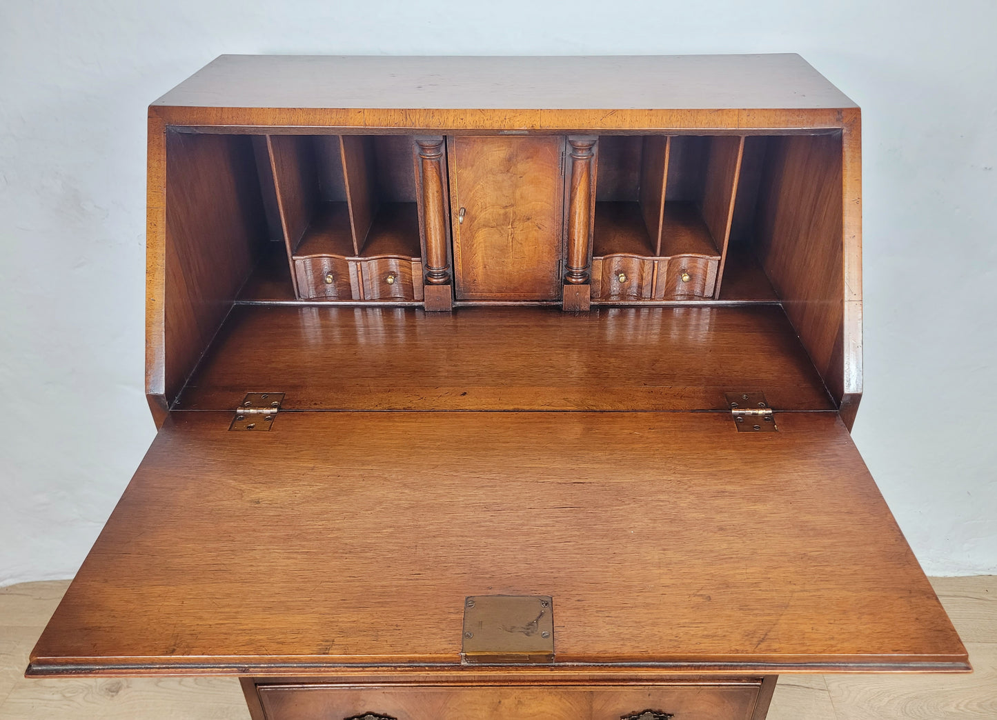 Edwardian Writing Bureau Desk Walnut 'Pratts' Lock and Key Delivery Available