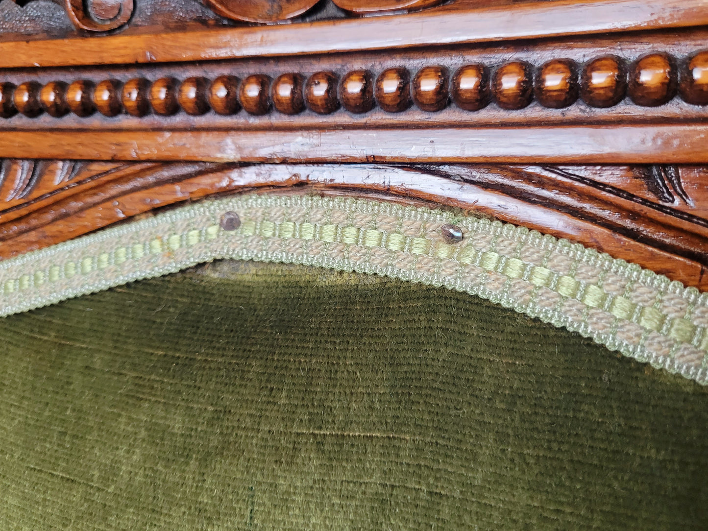 Victorian Hall Chair Oak Upholstered Foliate Carvings Castors Delivery Available