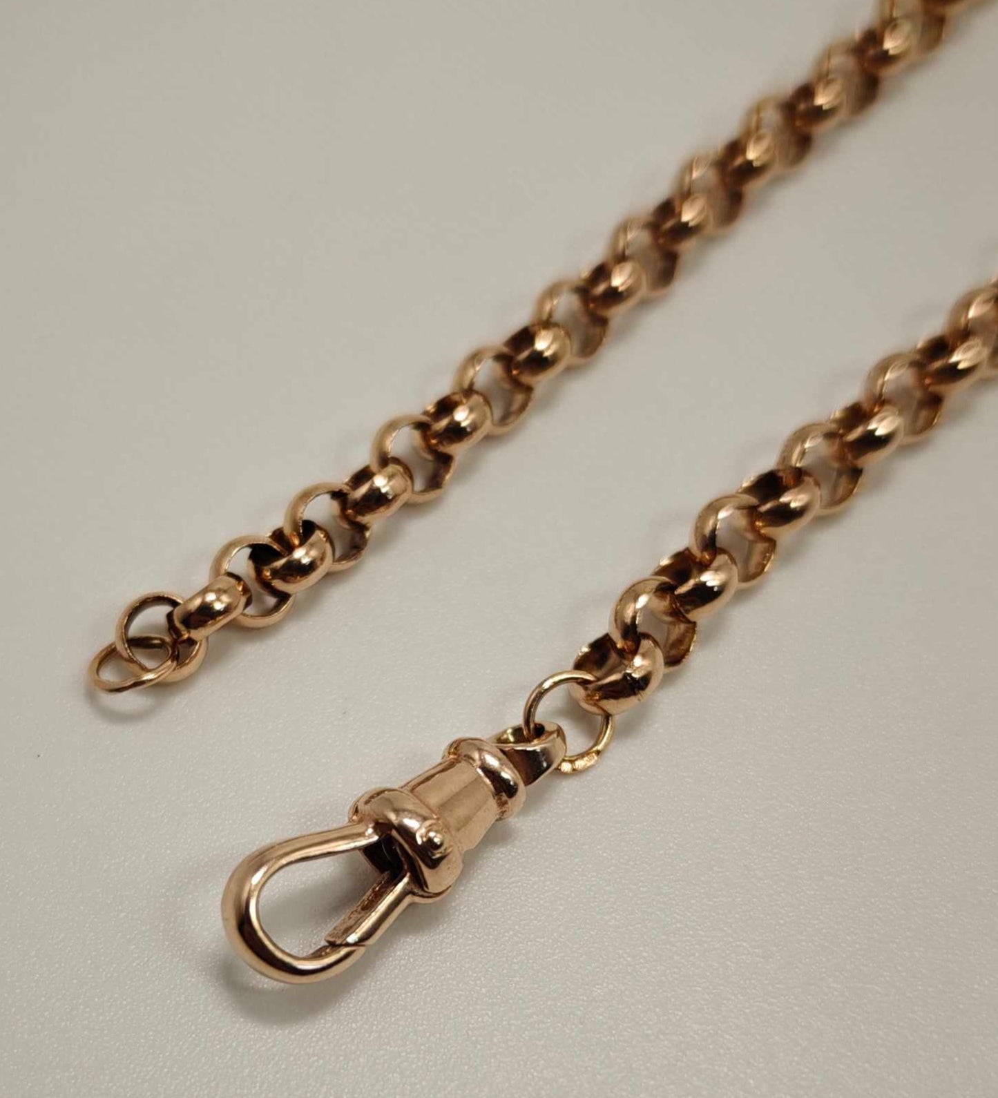 9ct Gold Belcher Necklace Chain 27.2g Albert Dog Clip 26.5" Vintage With Postage