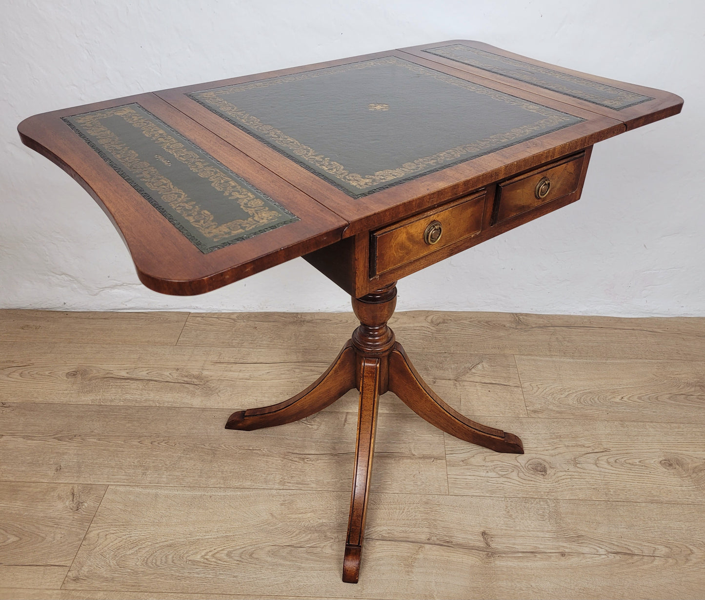 Bevan Funnell Side Table Drop Leaf Leather 1950s Reproduction Postage Available