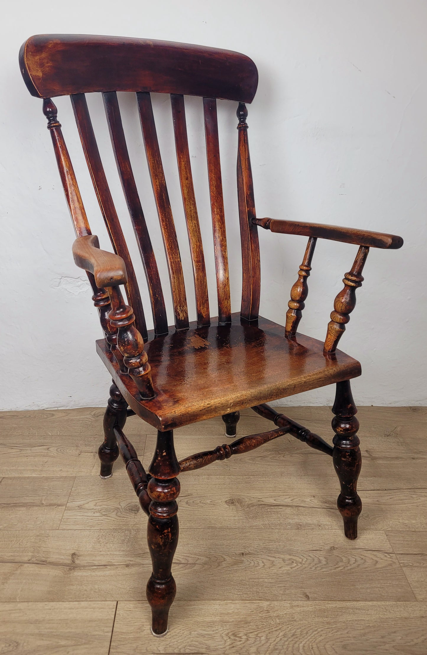 Victorian Kitchen Armchair 19thC Slatback Farmhouse Delivery Available