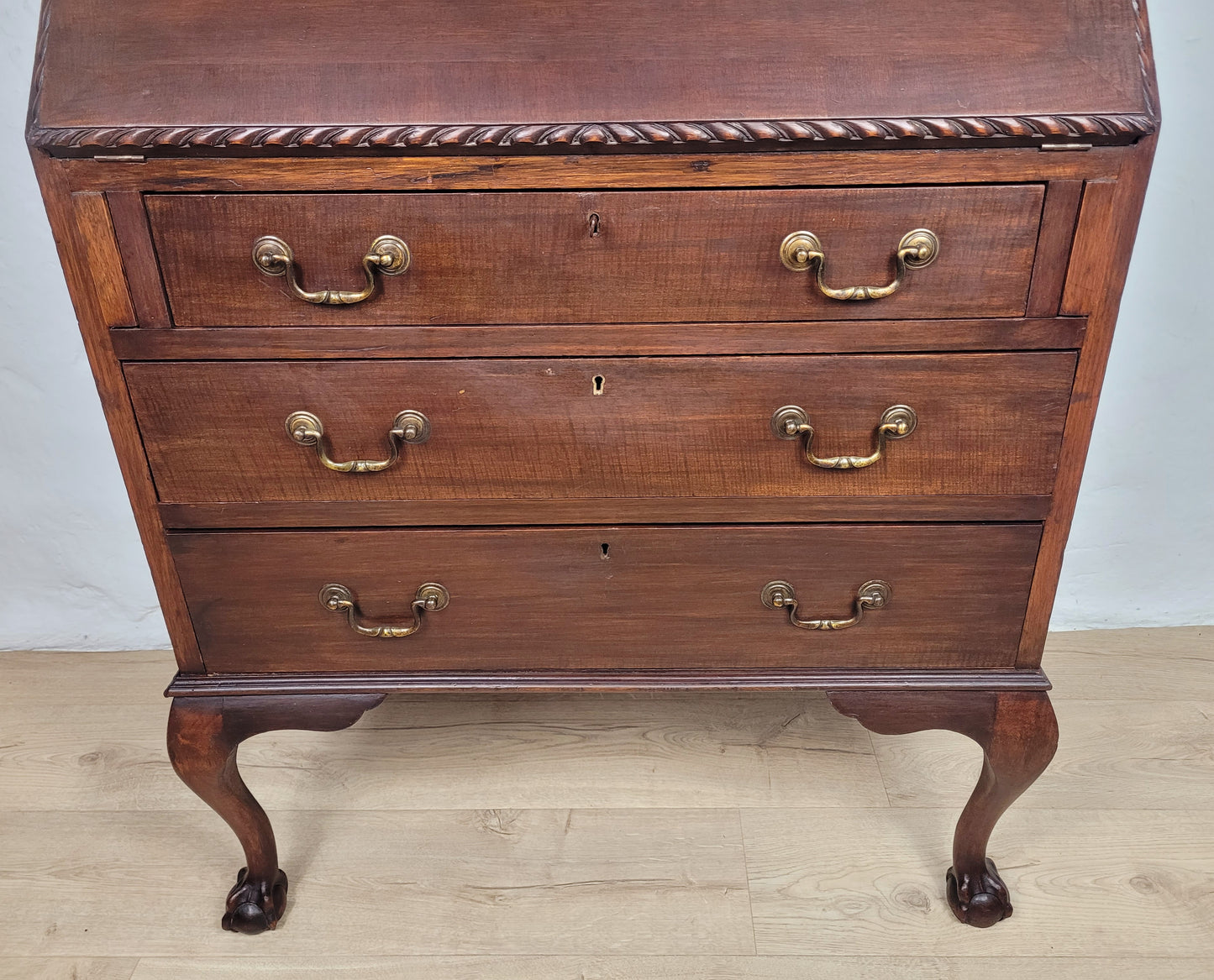 Vintage Writing Bureau Desk Key Lockable Drawers Leather 1930 Delivery Available