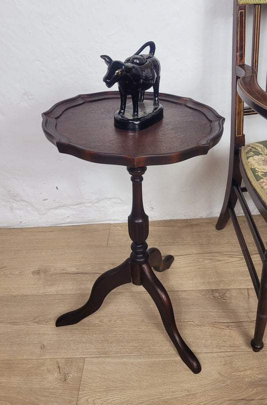 Vintage Wine Table Piecrust Scalloped Edge English 20thC 1950 Postage Available