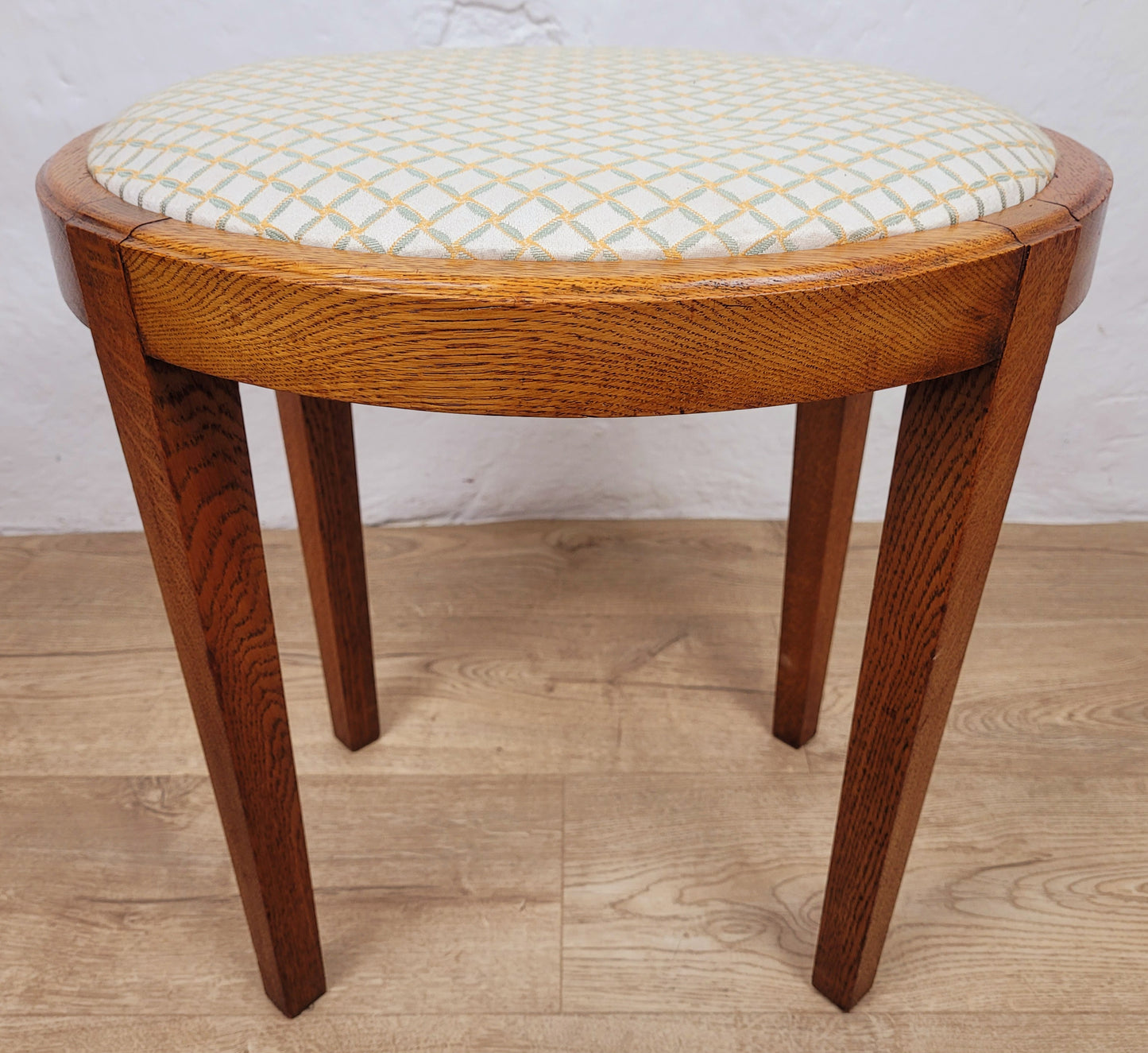 Oak Oval Pale Stool Upholstered Antique Postage Available