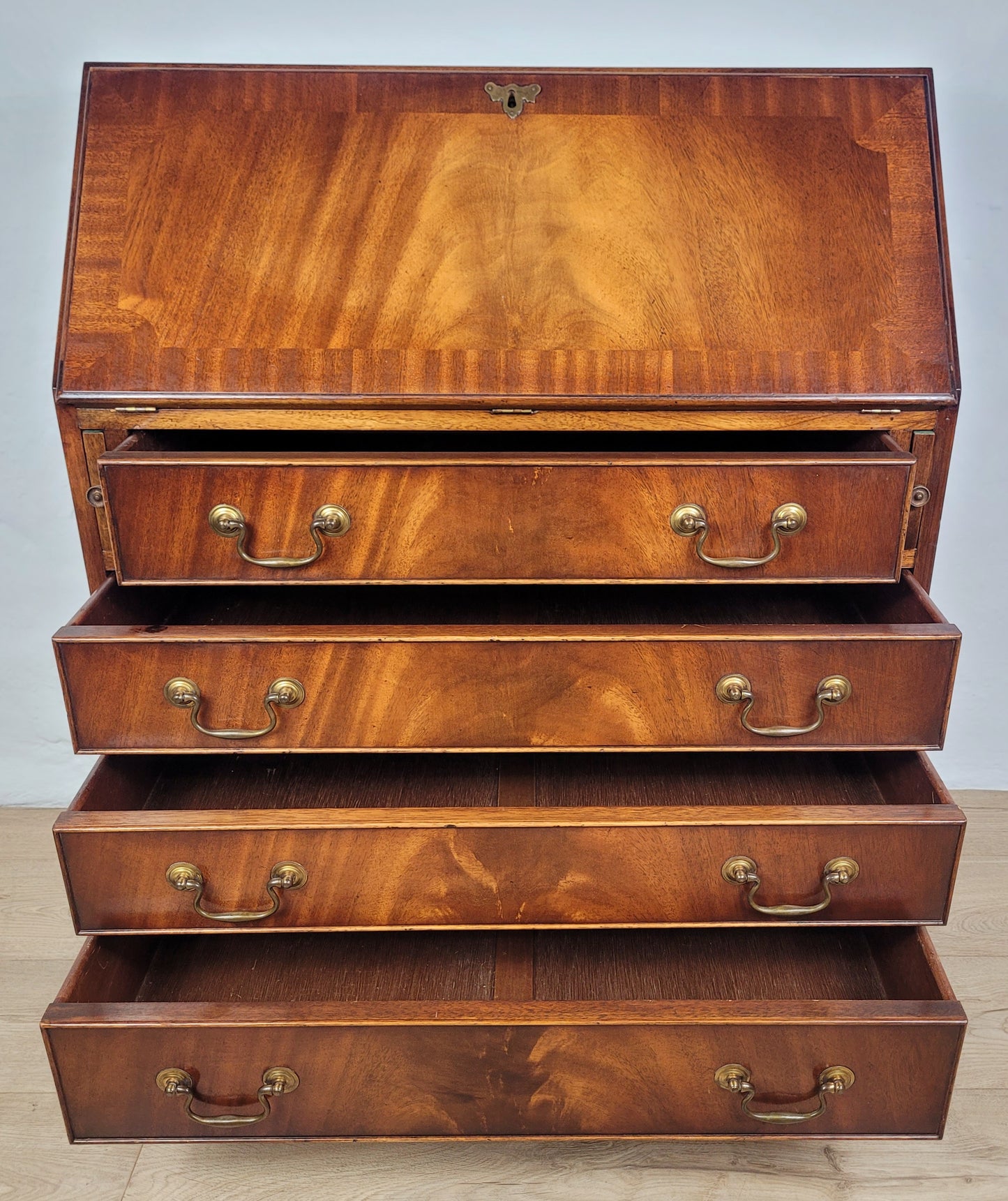 Vintage Writing Bureau Desk Leather 20thC Mahogany 1960s Delivery Available