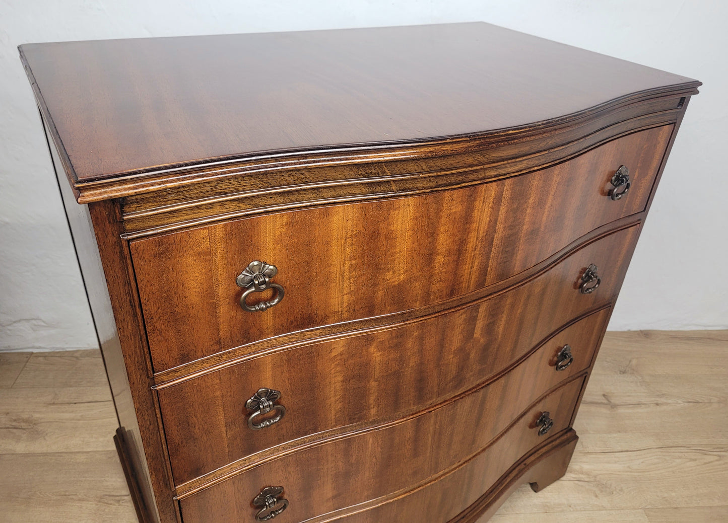 Chest of Drawers 4 Serpentine Front Mahogany Antique English Delivery Available