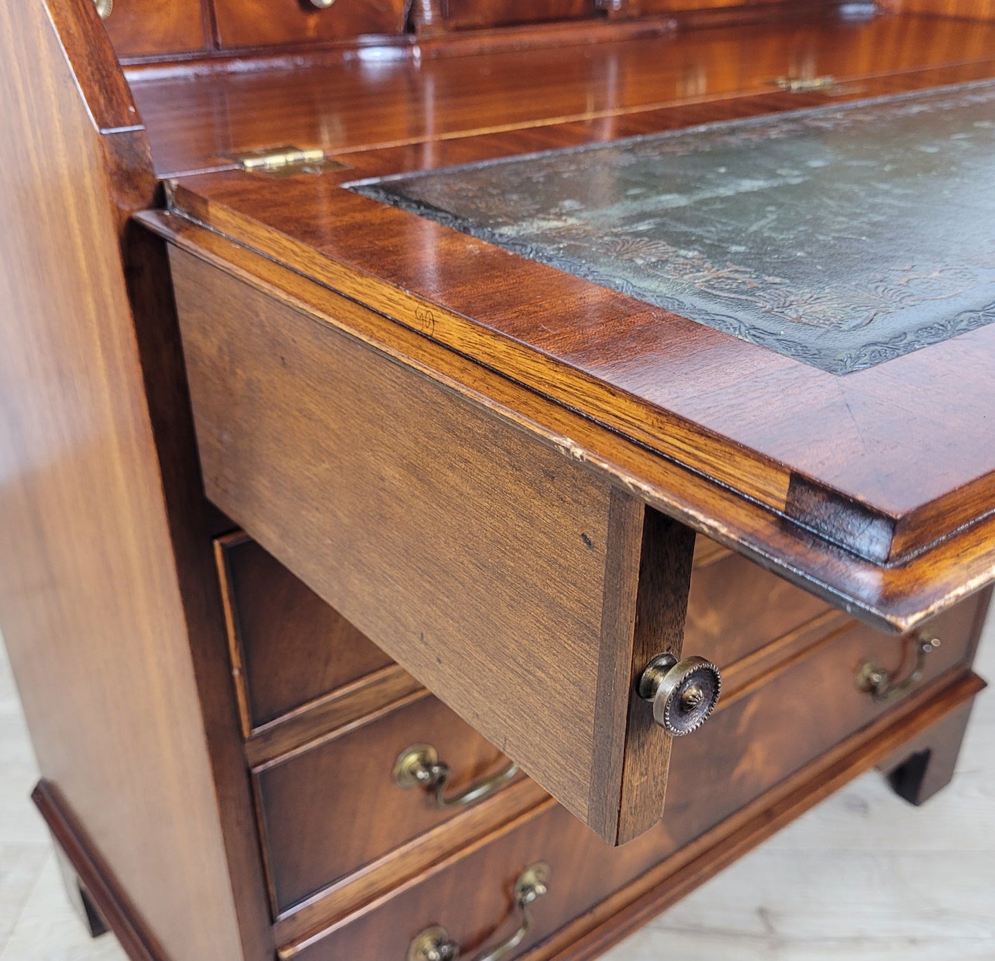 Vintage Writing Bureau Desk Leather 20thC Mahogany 1960s Delivery Available