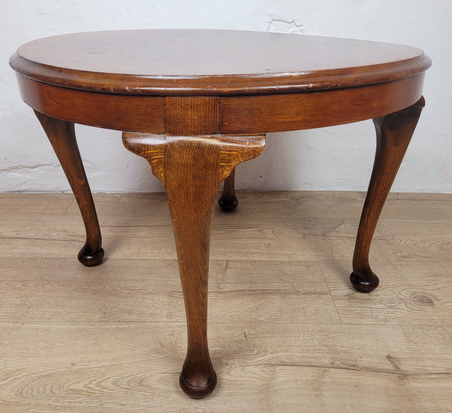 Walnut Coffee Table Side Circular Cabriole Mid Century 1940s Postage Available