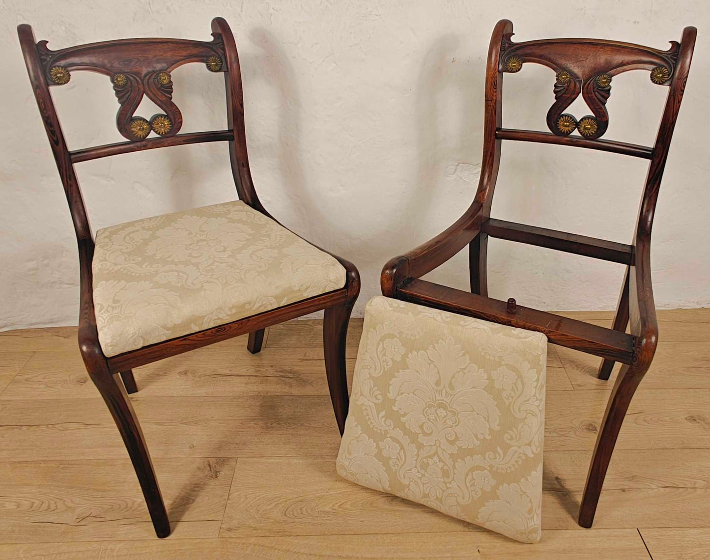 Victorian Pair Of Chairs Carved Upholstered Mahogany Antique Postage Available
