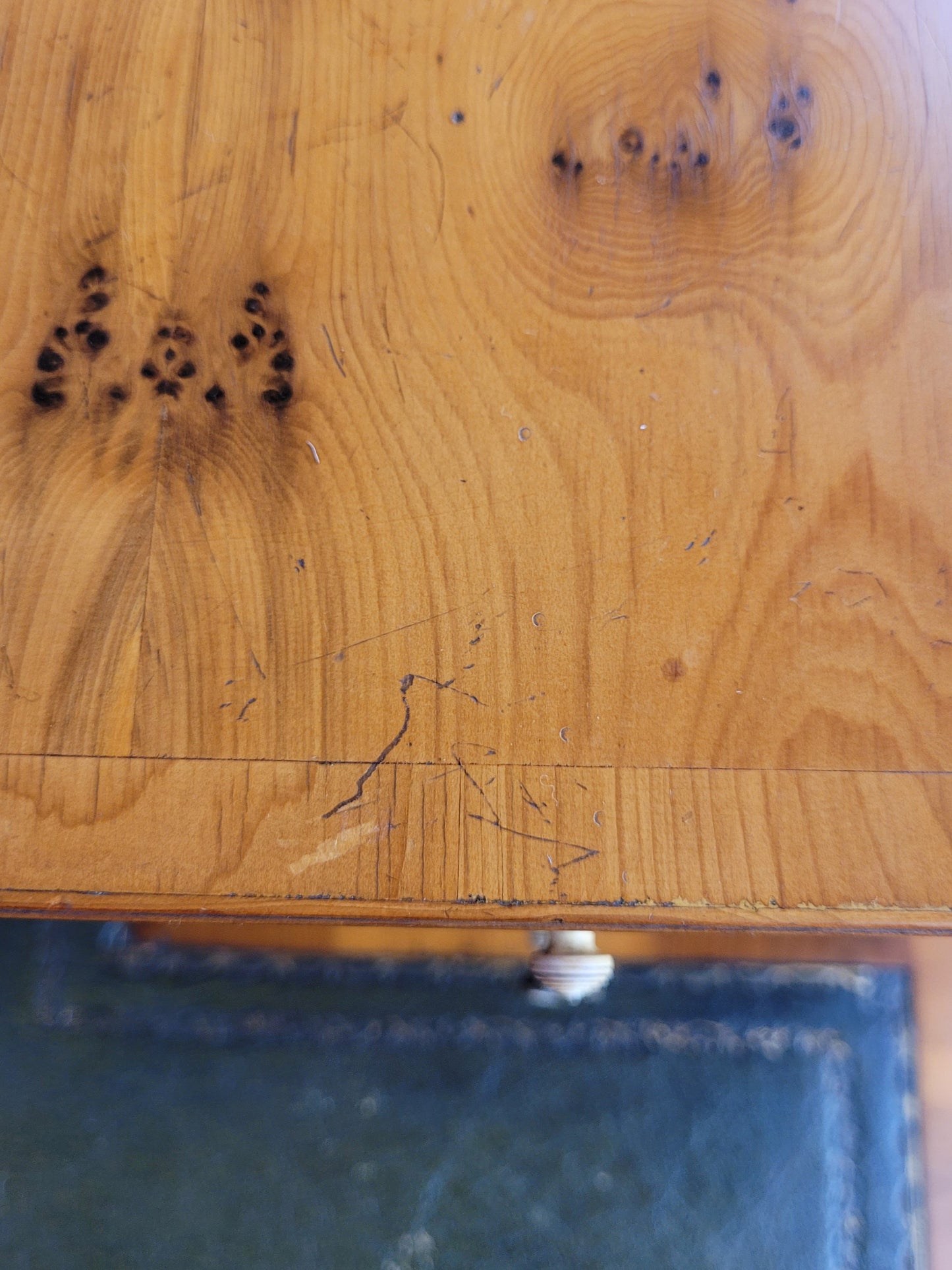 Vintage Ladies Writing Desk Yew Porcelain Drawers 1950s Delivery Available