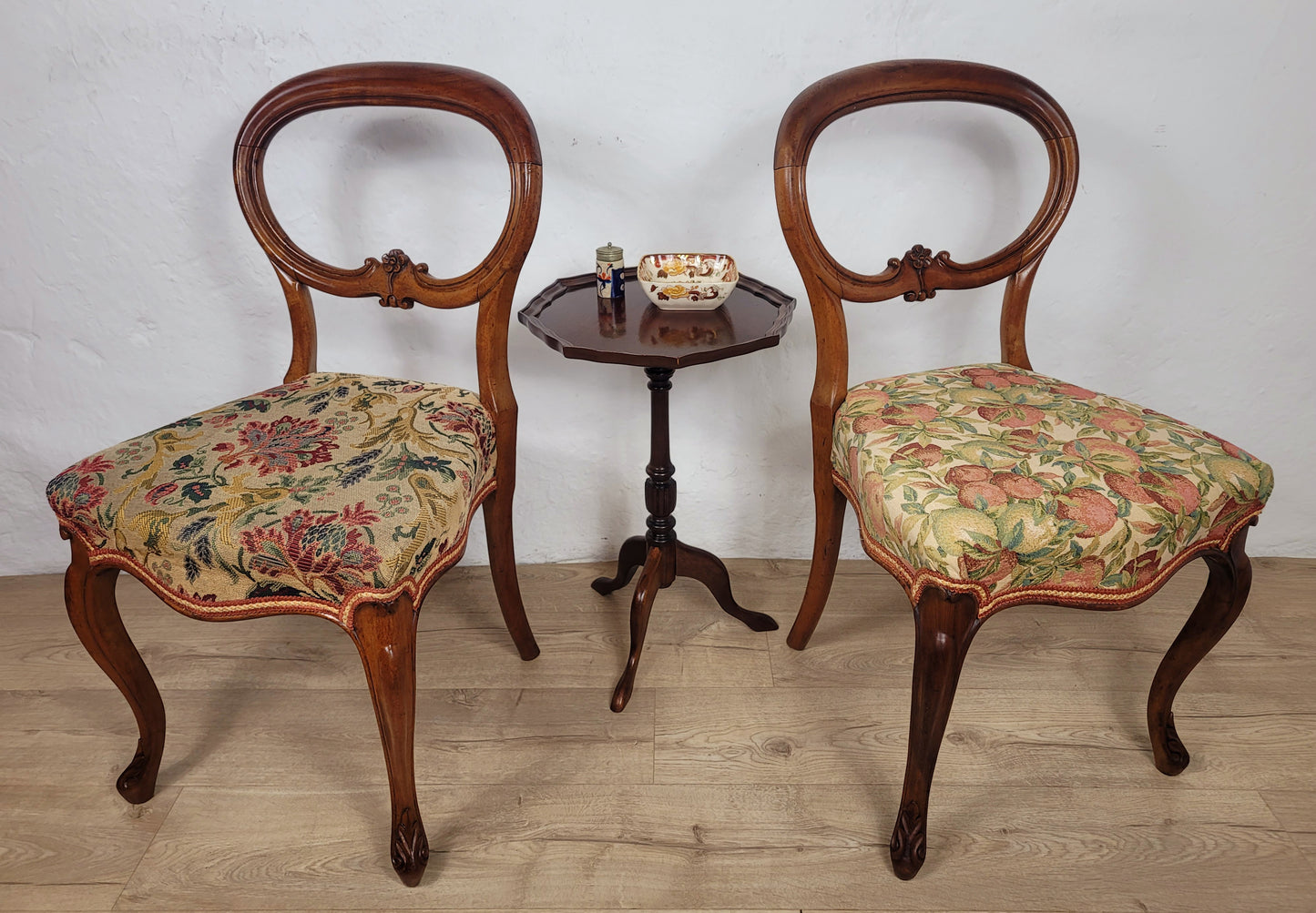 Victorian Balloon Back Chairs Antique Upholstered Cabriole Leg Postage Available