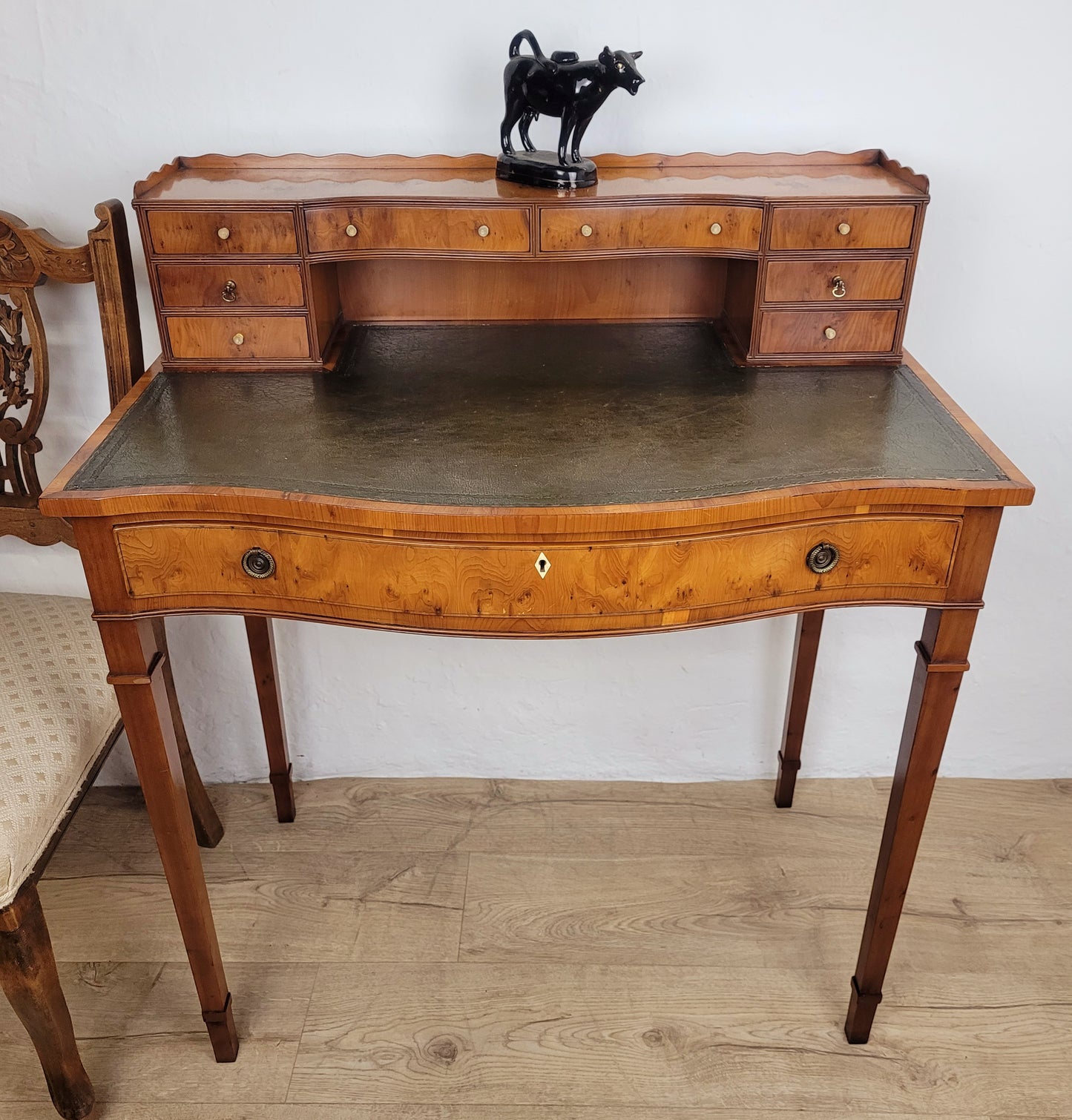 Vintage Ladies Writing Desk Yew Porcelain Drawers 1950s Delivery Available