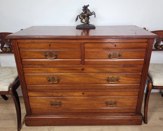 Edwardian Chest of Drawers Walnut 2 Over 3 1910s Drop Handles Delivery Available