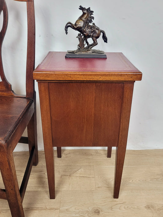 Vintage Bedside Table Leather Top Lid Mid 20th-century Postage Available